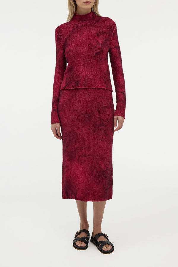 Gabriela Hearst Daina Cropped Knit Turtleneck In Bordeaux Cashmere