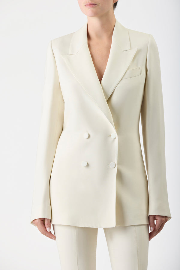 Gabriela Hearst Damus Blazer In Ivory Silk Wool Cady