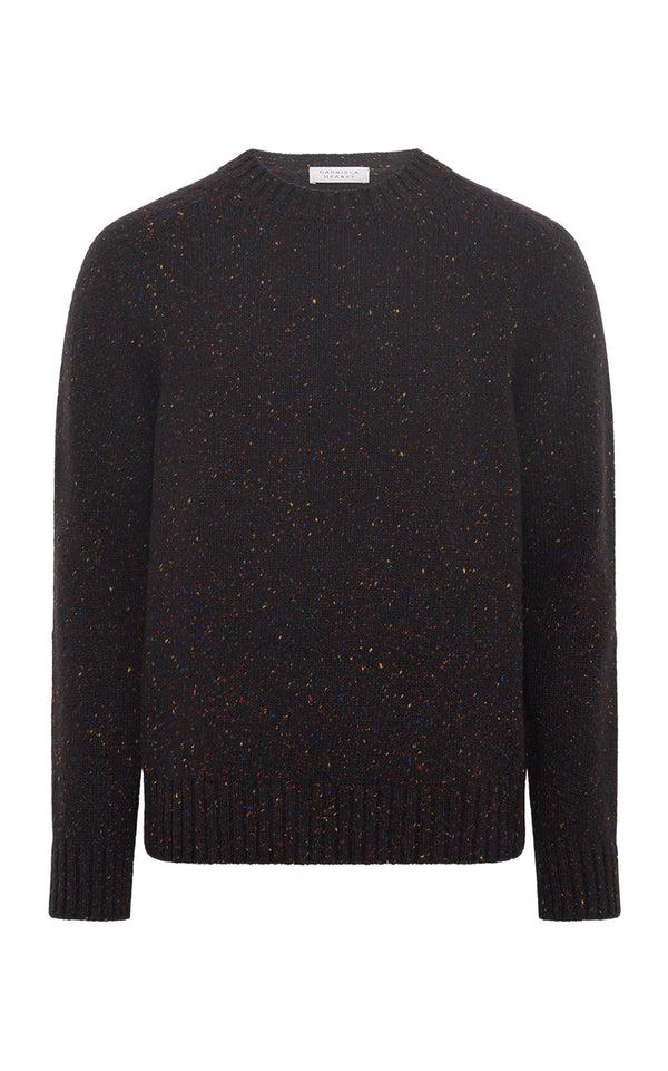 gabriela hearst Daniel Knit Sweater in Charcoal Multi Speckle Cashmere