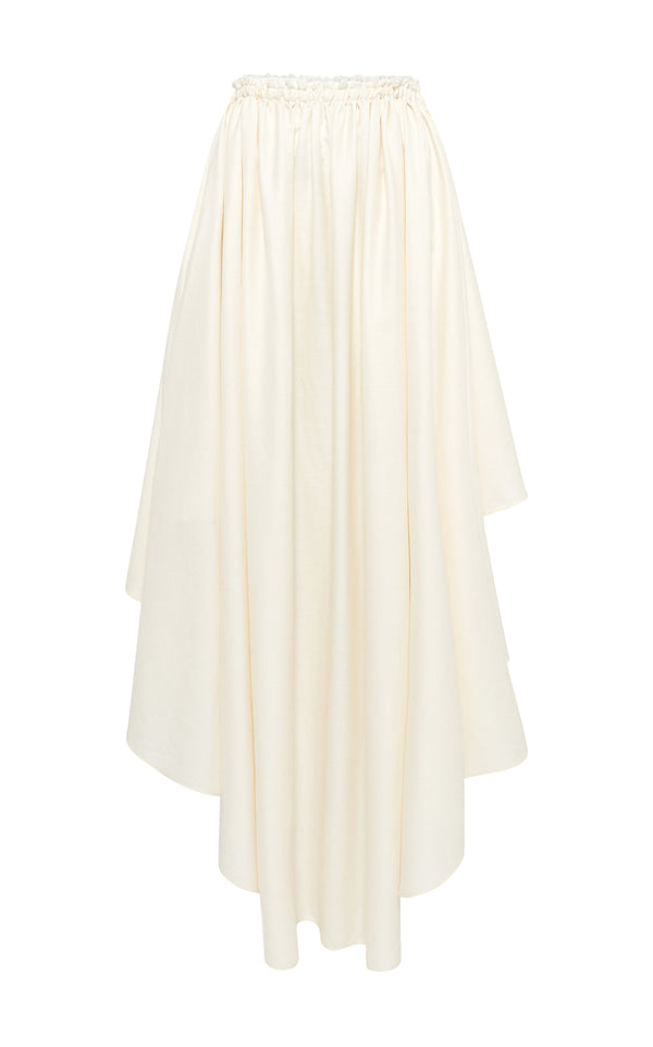 gabriela hearst Dea Pleated Maxi Skirt in Ivory Virgin Wool Silk Linen