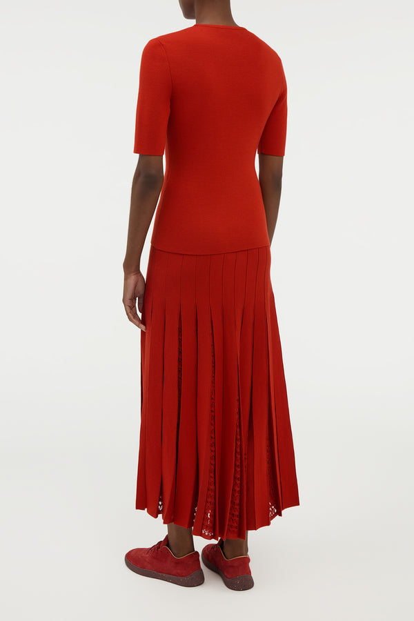 Gabriela Hearst Debutante Knit Pleated Maxi Skirt In Antelope Orange Merino Wool