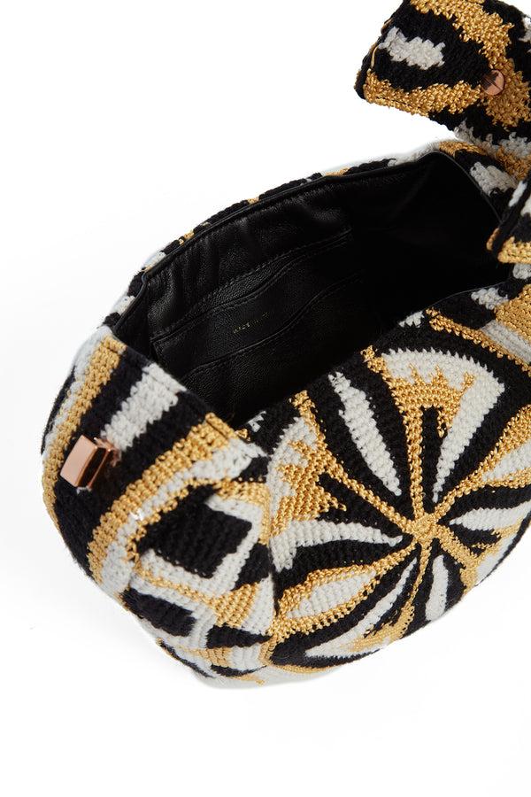 Gabriela Hearst Demi Bag In Gold Black & Ivory Crochet