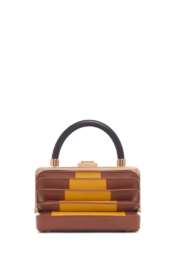 Gabriela Hearst Diana Bag In Cognac Yellow & Navy Nappa Leather