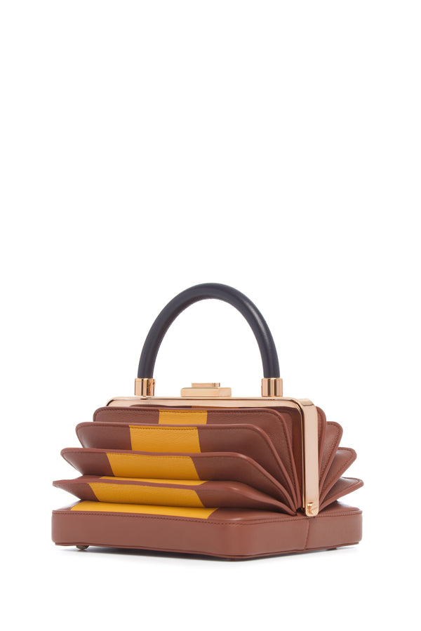 gabriela hearst Diana Bag in Cognac Yellow & Navy Nappa Leather