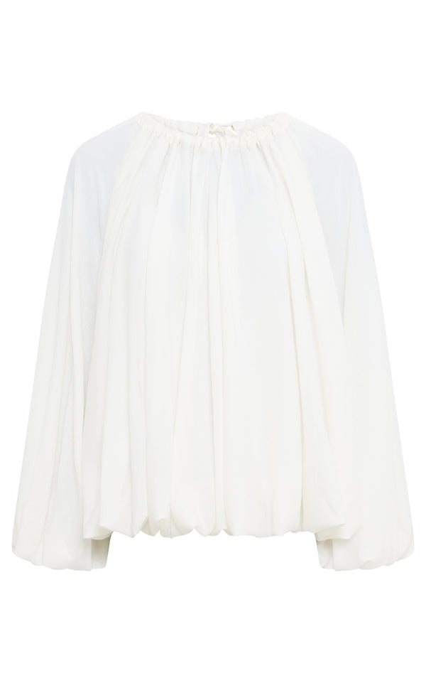 gabriela hearst Diggory Pleated Top in Ivory Wool Cashmere Voile