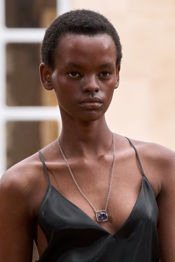 Gabriela Hearst Dinah Slip Midi Dress In Black Metallic Silk Twill