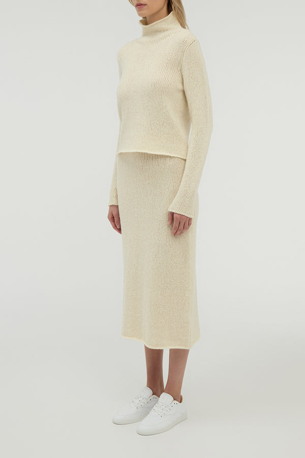 Gabriela Hearst Dorcas Knit Midi Skirt In Ivory Cashmere