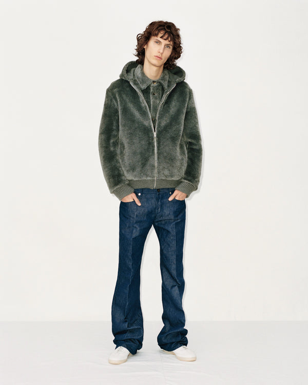 Gabriela Hearst Drew Overshirt In Dark Grey Virgin Wool Silk Cashmere Fur