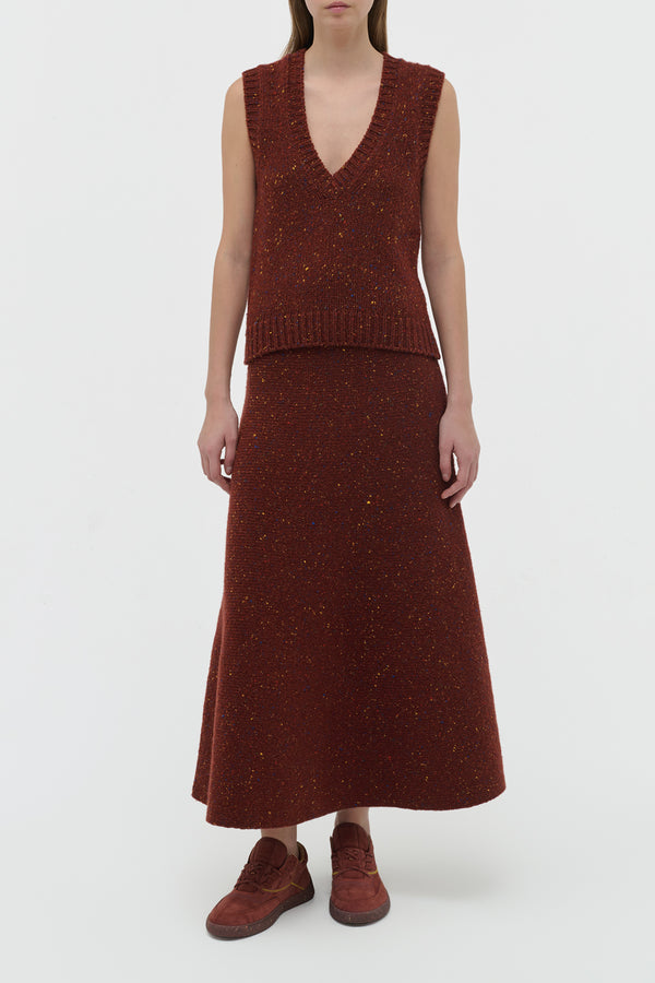 Gabriela Hearst Eden Knit Maxi Skirt In Burnt Sienna Multi Speckle Cashmere