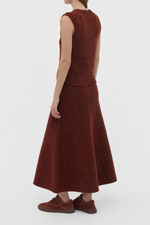 Gabriela Hearst Eden Knit Maxi Skirt In Burnt Sienna Multi Speckle Cashmere