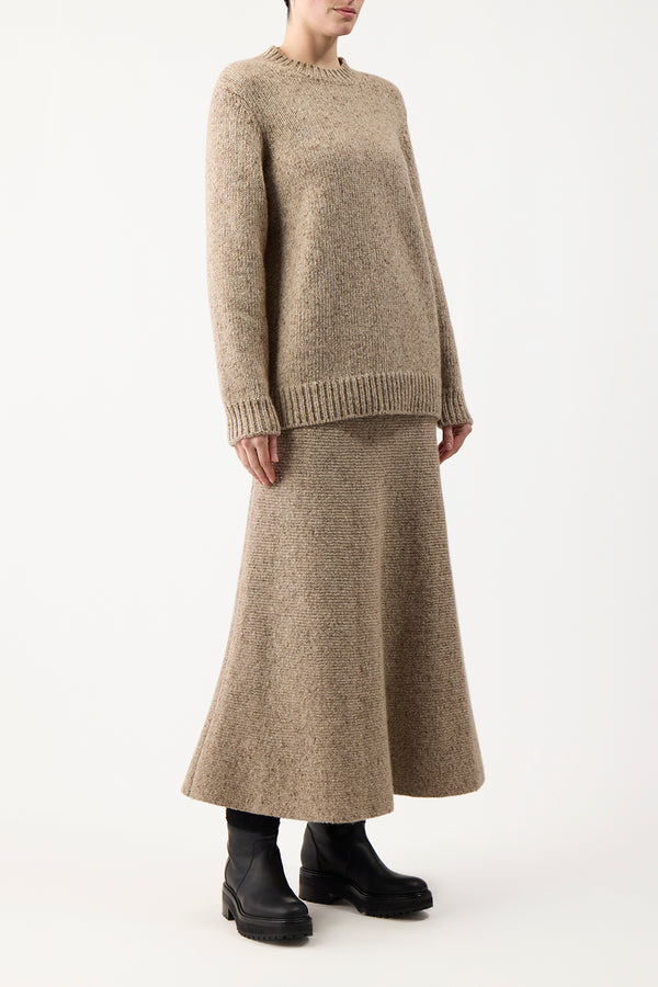 Gabriela Hearst Eden Knit Maxi Skirt In Oatmeal Multi Cashmere