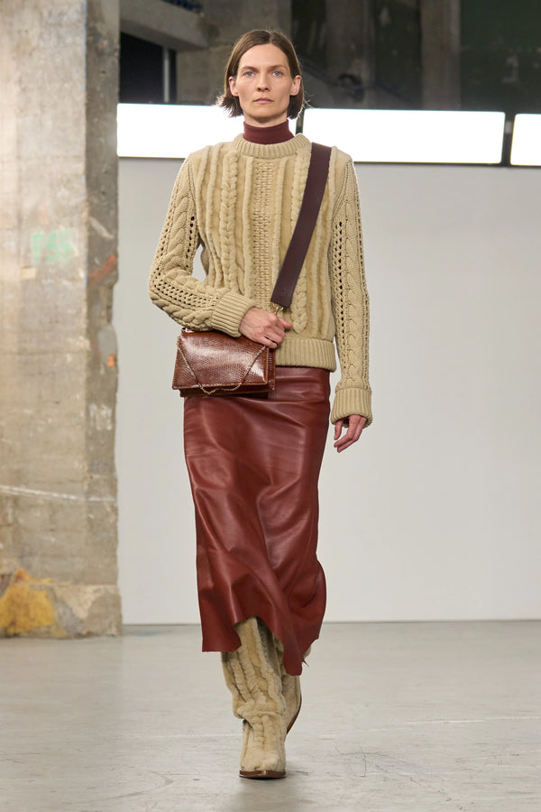 Gabriela Hearst Edwardo Raw Cut Midi Skirt In Burnt Sienna Soft Leather
