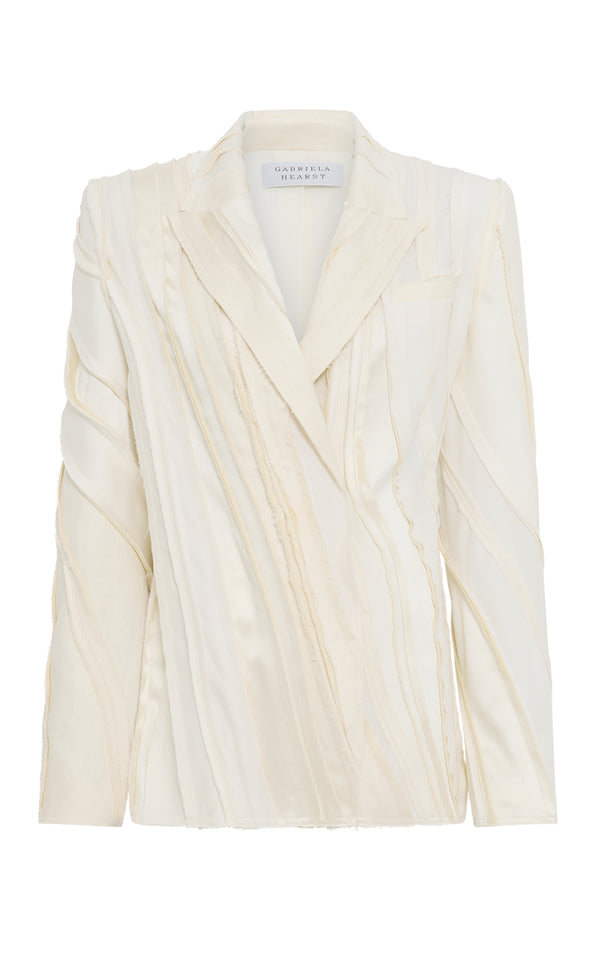 gabriela hearst Edwin Patchwork Blazer in Ivory Textured Linen Slub