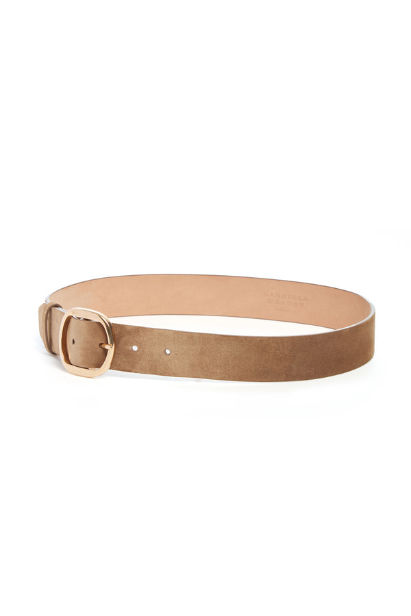 Gabriela Hearst Elster Buckle Belt In Dark Sand Suede