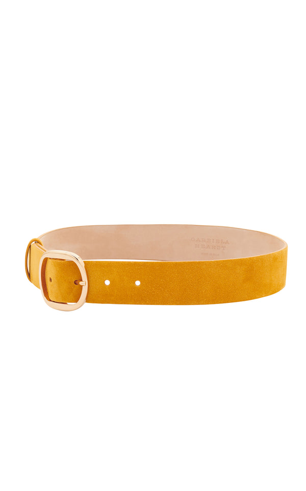 Gabriela Hearst Elster Buckle Belt In Golden Birch Suede