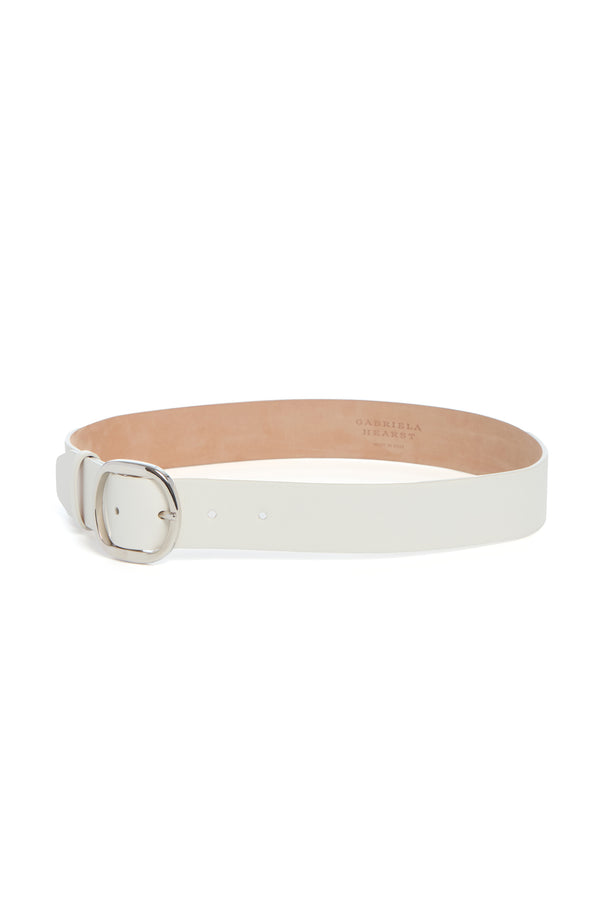 Gabriela Hearst Elster Buckle Belt In Ivory Leather