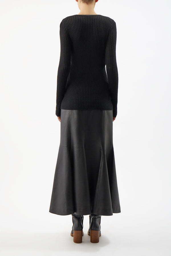 Gabriela Hearst Emma Pointelle Knit Cardigan In Black Cashmere Silk