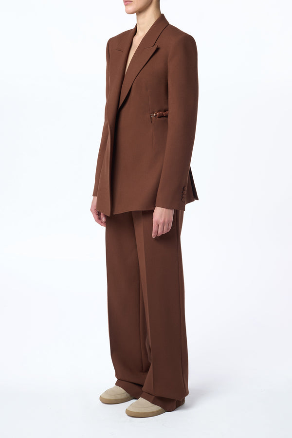 Gabriela Hearst Epona Chain Blazer In Cognac Recycled Virgin Wool
