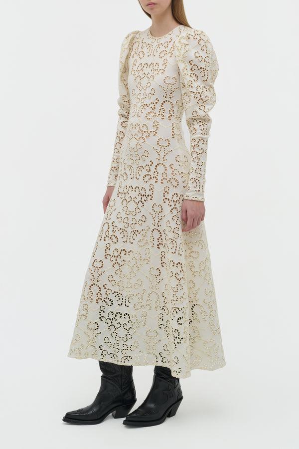 Gabriela Hearst Eshal Knit Maxi Dress In Ivory Merino Wool