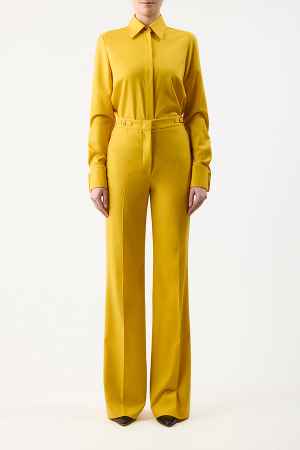 Gabriela Hearst Etlin Shirt In Golden Birch Superfine Wool