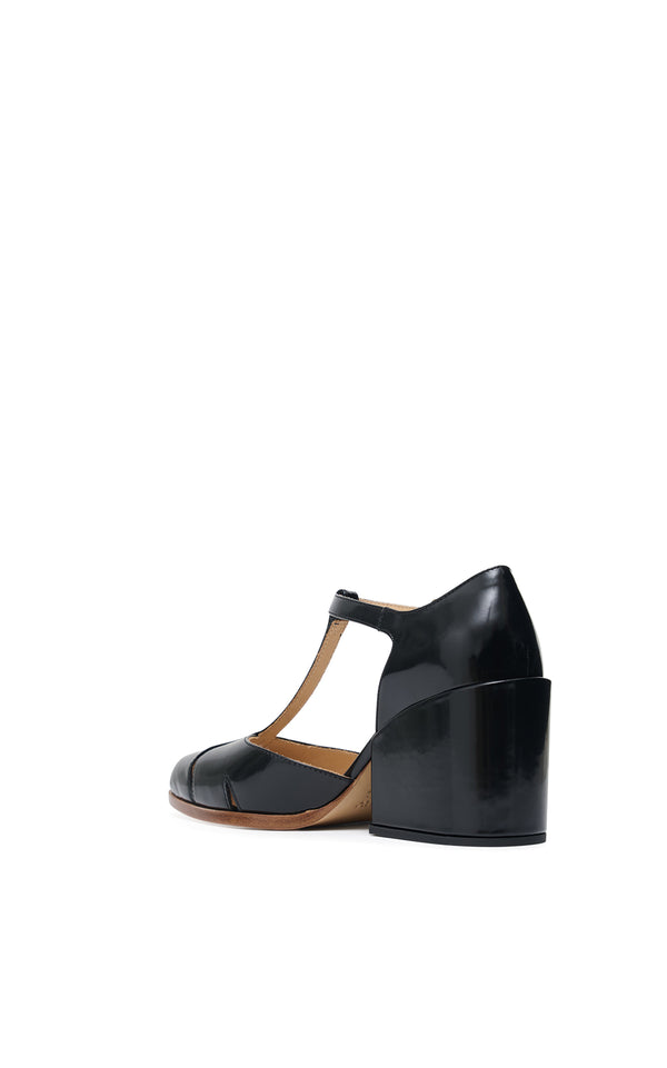 Gabriela Hearst Evita T-Strap Heel In Black Leather