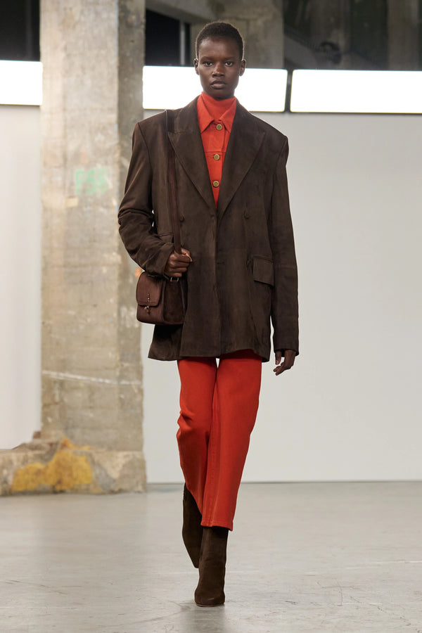 Gabriela Hearst Ezra Bootcut Cropped Jean In Antelope Orange Recycled Cotton Denim