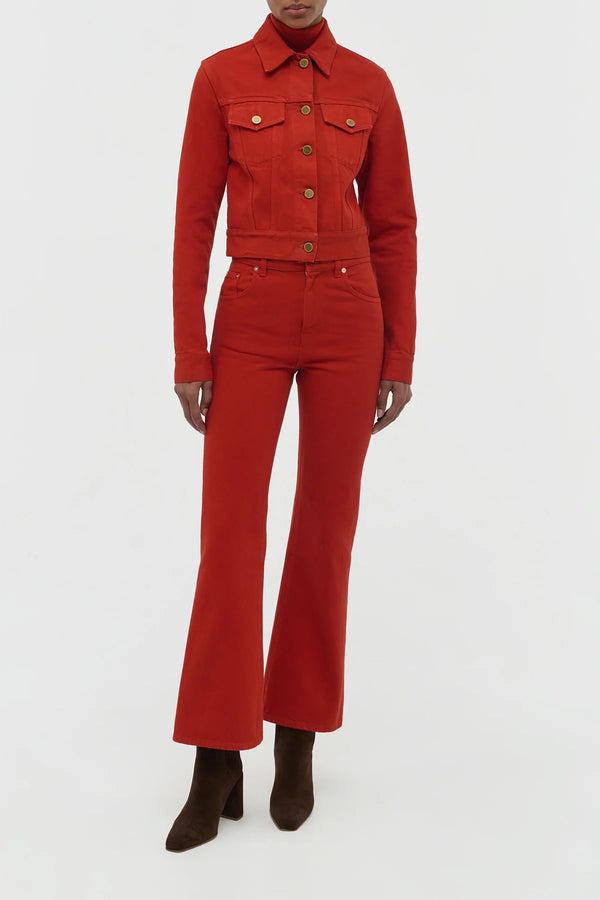 Gabriela Hearst Ezra Bootcut Cropped Jean In Antelope Orange Recycled Cotton Denim