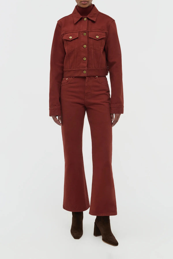 Gabriela Hearst Ezra Bootcut Cropped Jean In Burnt Sienna Recycled Cotton Denim