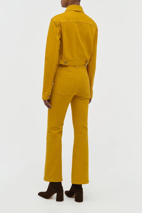 Gabriela Hearst Ezra Bootcut Cropped Jean In Golden Birch Recycled Cotton Denim