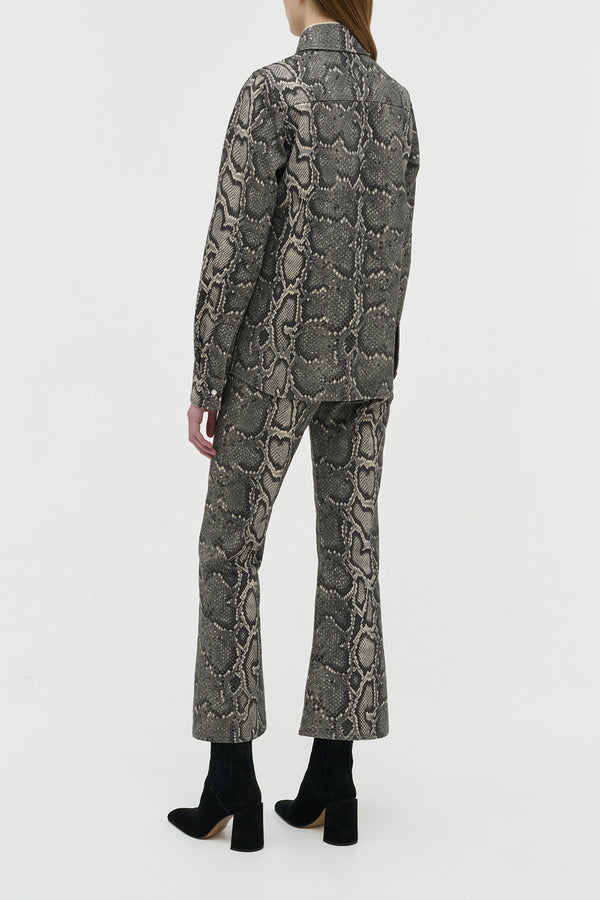 Gabriela Hearst Ezra Bootcut Cropped Jean In Greyscale Recycled Printed Cotton Denim
