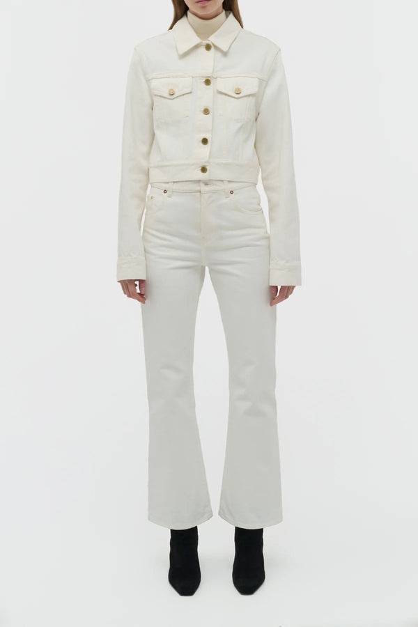 Gabriela Hearst Ezra Bootcut Cropped Jean In White Recycled Cotton Denim