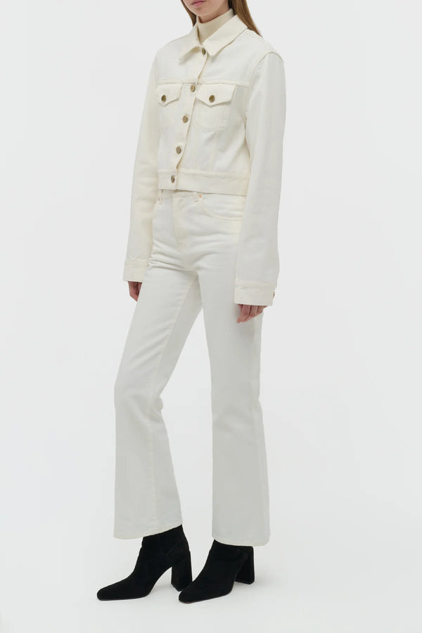 Gabriela Hearst Ezra Bootcut Cropped Jean In White Recycled Cotton Denim