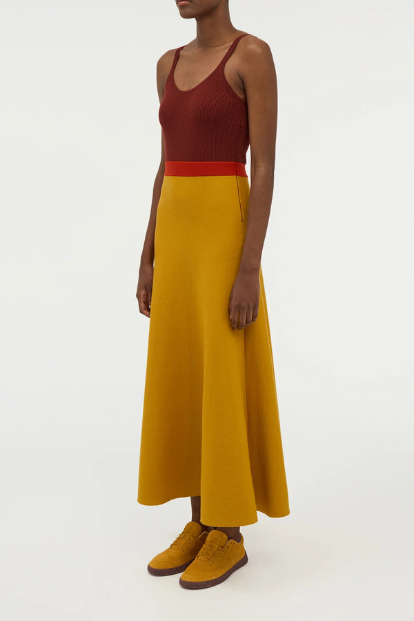 Gabriela Hearst Flaminius Knit Midi Dress In Golden Birch Merino Wool