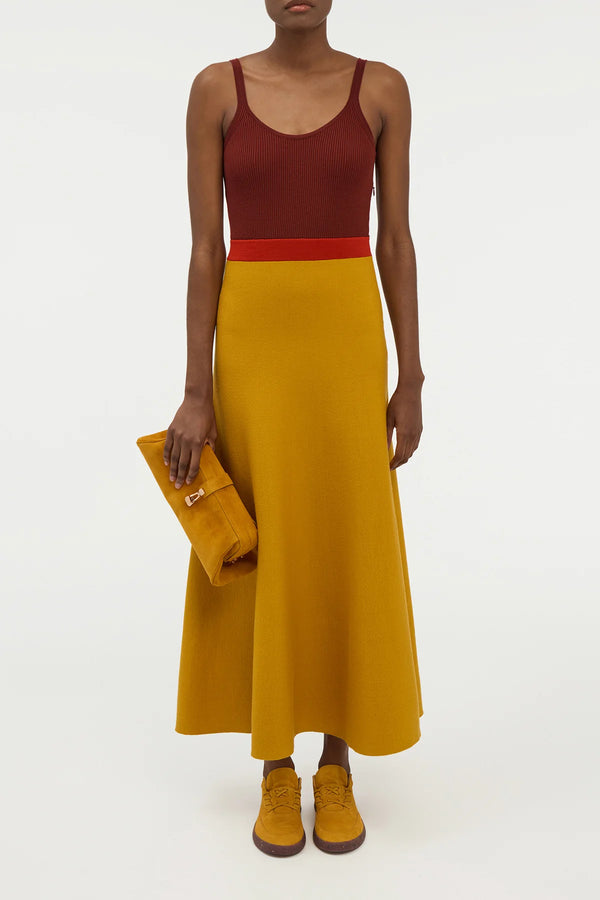 Gabriela Hearst Flaminius Knit Midi Dress In Golden Birch Merino Wool