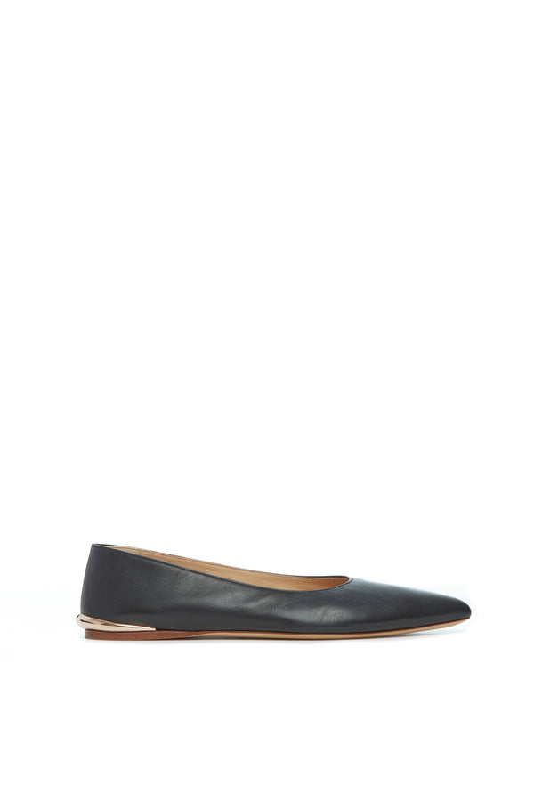 gabriela hearst Fleur Ballerina Flat Shoe in Black Nappa Leather