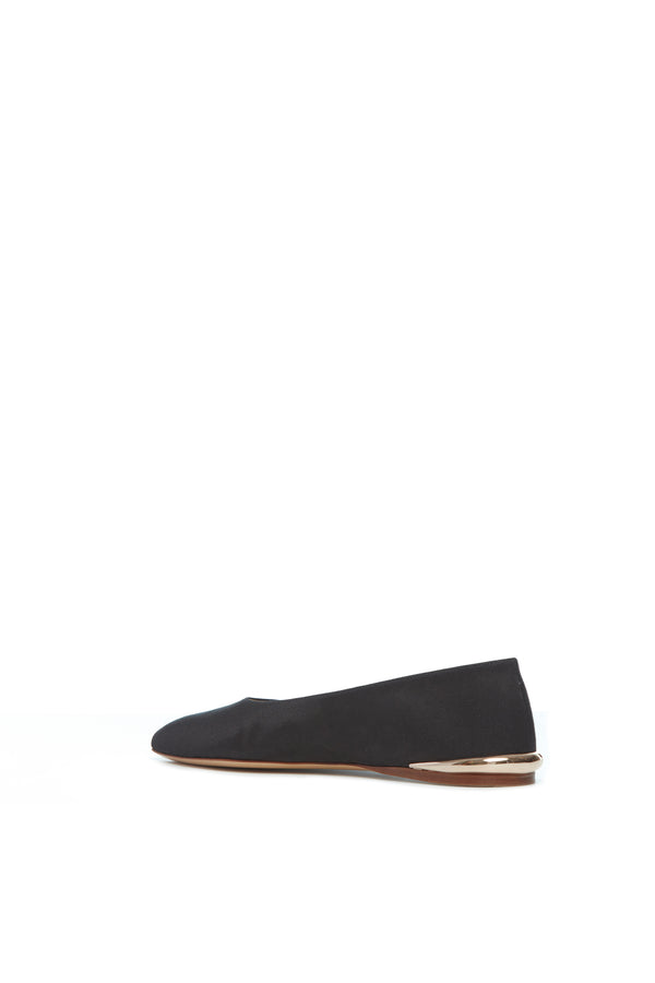 Gabriela Hearst Fleur Ballerina Flat Shoe In Black Silk Linen Satin