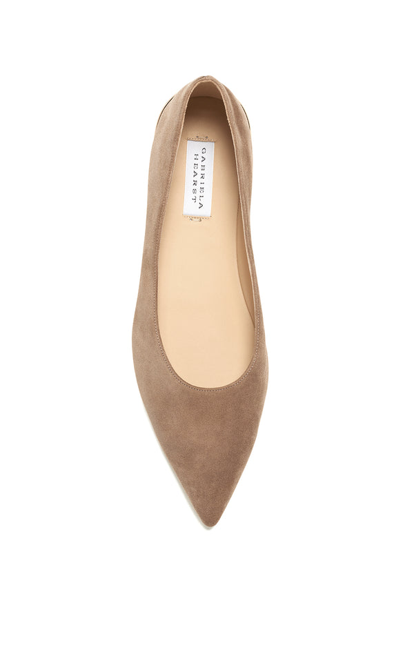 Gabriela Hearst Fleur Ballerina Flat Shoe In Dark Sand Suede