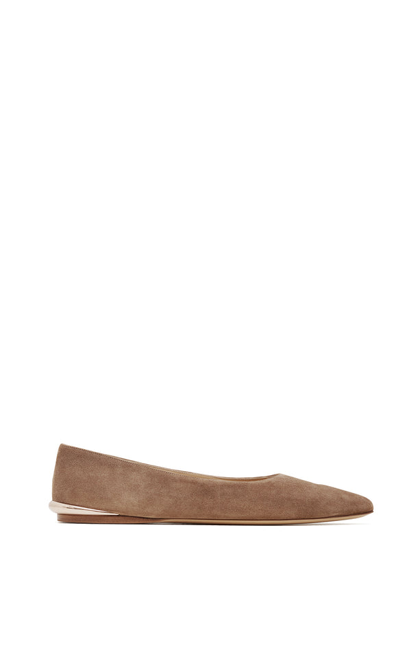 gabriela hearst Fleur Ballerina Flat Shoe in Dark Sand Suede