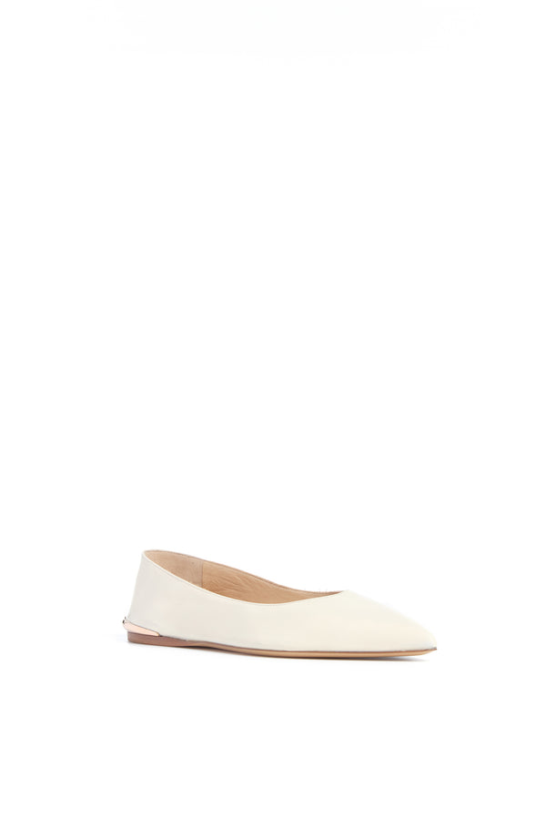 Gabriela Hearst Fleur Ballerina Flat Shoe In Ivory Nappa Leather