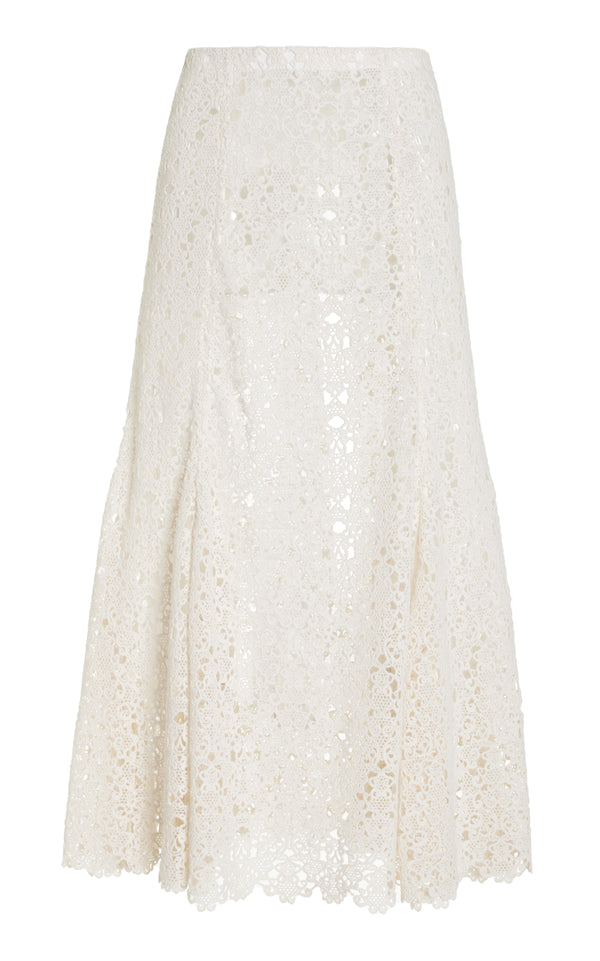 gabriela hearst Florence Maxi Skirt in Ivory Cashmere Lace
