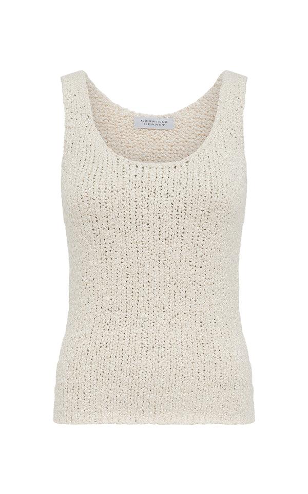 gabriela hearst Flynn Knit Tank Top in Ivory Silk Boucle