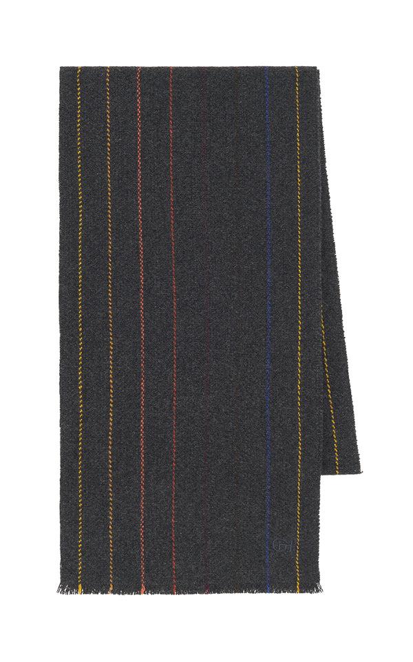 gabriela hearst Fokestone Scarf in Charcoal Multi Pinstripe Wool Cashmere