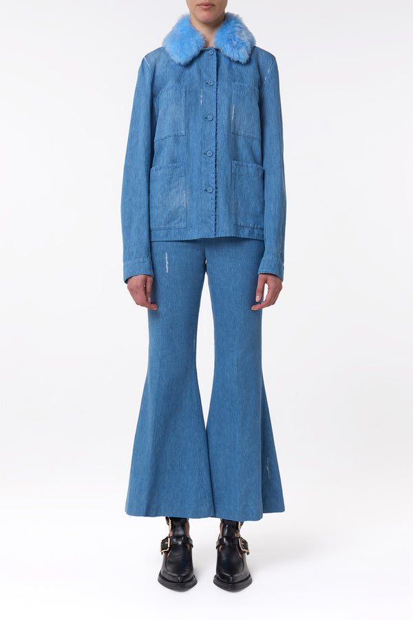 Gabriela Hearst Fosse Chore Jacket In Light Blue Recycled Cotton Linen Denim