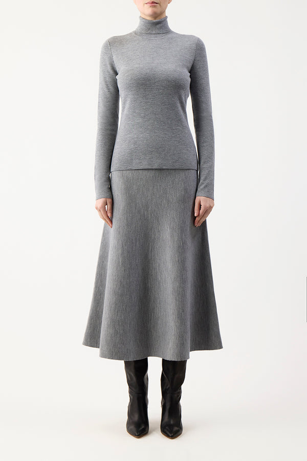 Gabriela Hearst Freddie Knit Midi Skirt In Heather Grey Merino Wool Cashmere
