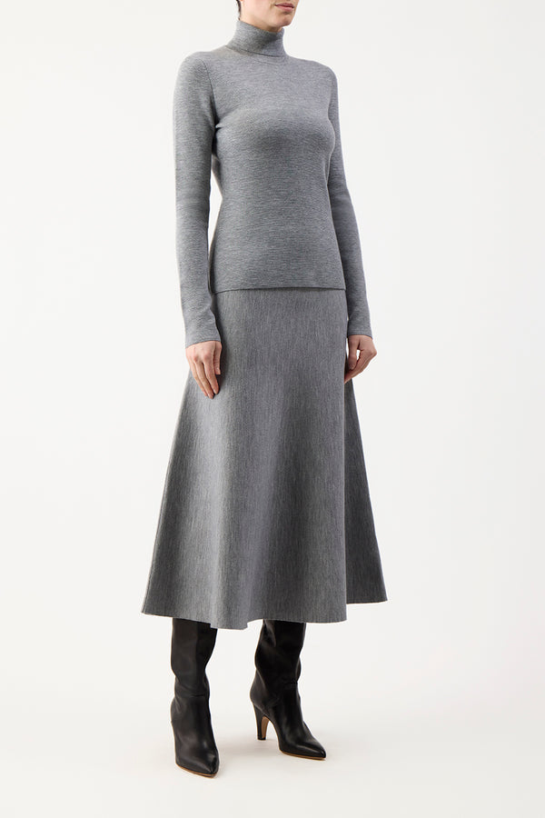 Gabriela Hearst Freddie Knit Midi Skirt In Heather Grey Merino Wool Cashmere