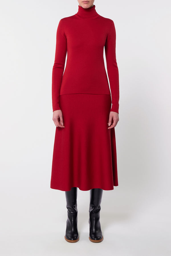 Gabriela Hearst Freddie Knit Midi Skirt In Scarlet Red Merino Wool Cashmere