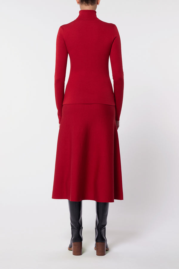 Gabriela Hearst Freddie Knit Midi Skirt In Scarlet Red Merino Wool Cashmere
