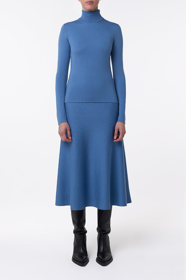 Gabriela Hearst Freddie Knit Midi Skirt In Sky Merino Wool Cashmere