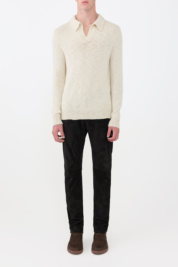 Gabriela Hearst Aled Knit Polo In Ivory Cashmere