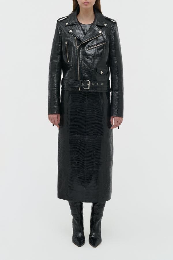 Gabriela Hearst Anton Biker Jacket In Black Lizard